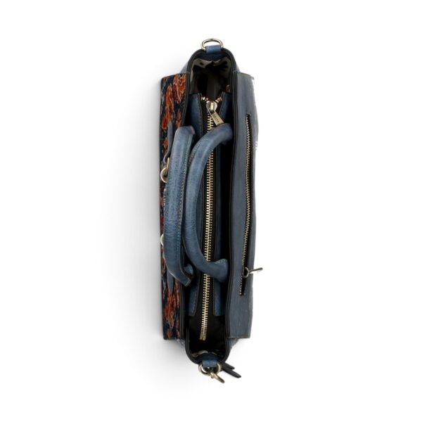 Geantă damă Laura Vita AYNA 03 Bleu – imprimeu floral, geantă de umăr și crossbody, 30 × 20 × 9 cm