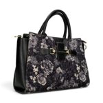 Geantă damă Laura Vita AYNA 03 Noir – imprimeu floral, geantă de umăr și crossbody, 30 × 20 × 9 cm