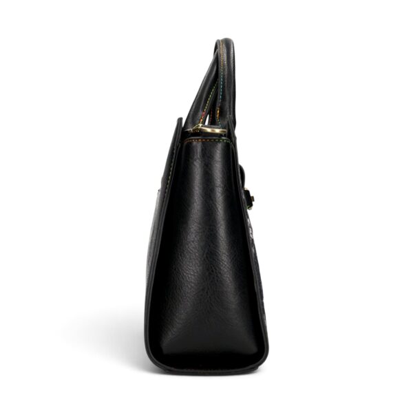 Geantă damă Laura Vita AYNA 03 Noir – imprimeu floral, geantă de umăr și crossbody, 30 × 20 × 9 cm