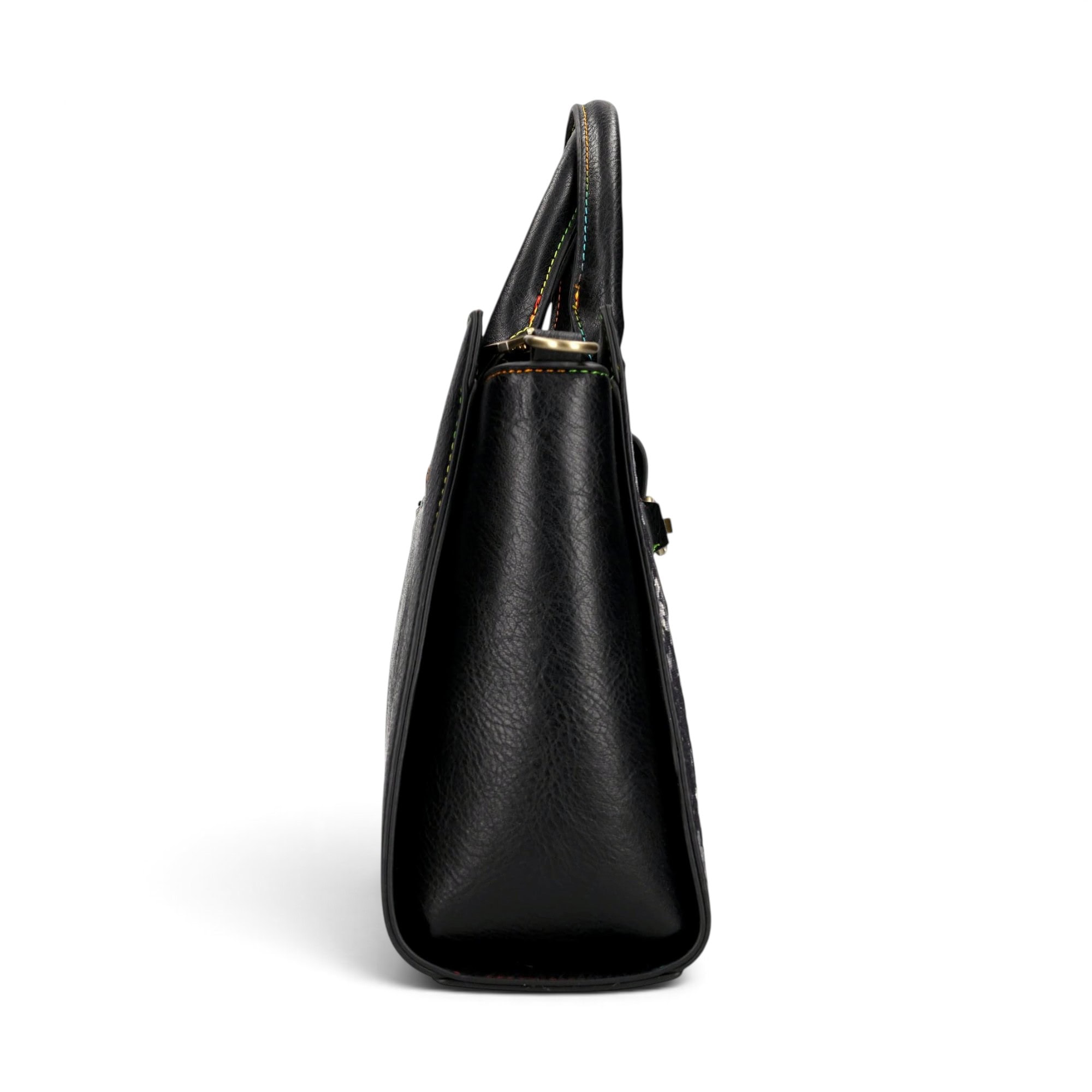 Geantă damă Laura Vita AYNA 03 Noir – imprimeu floral, geantă de umăr și crossbody, 30 × 20 × 9 cm