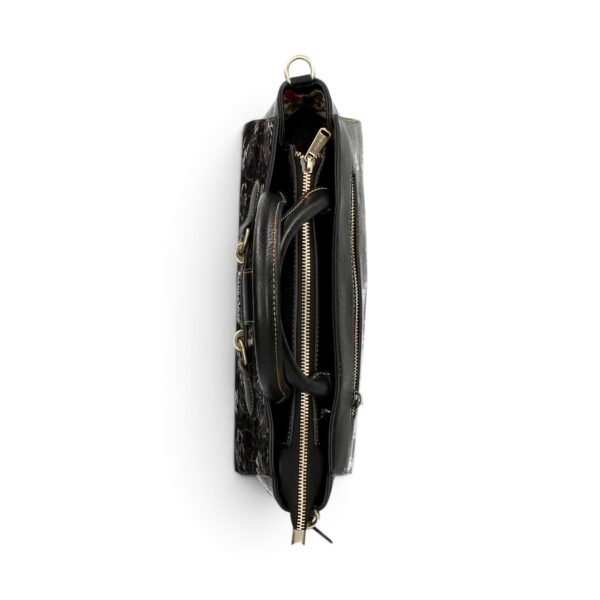 Geantă damă Laura Vita AYNA 03 Noir – imprimeu floral, geantă de umăr și crossbody, 30 × 20 × 9 cm