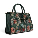 Geantă damă Laura Vita AYNA 03 Vert – imprimeu floral, geantă de umăr și crossbody, 30 × 20 × 9 cm