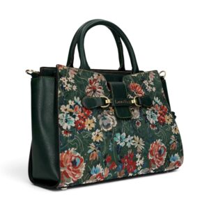 Geantă damă Laura Vita AYNA 03 Vert – imprimeu floral, geantă de umăr și crossbody, 30 × 20 × 9 cm