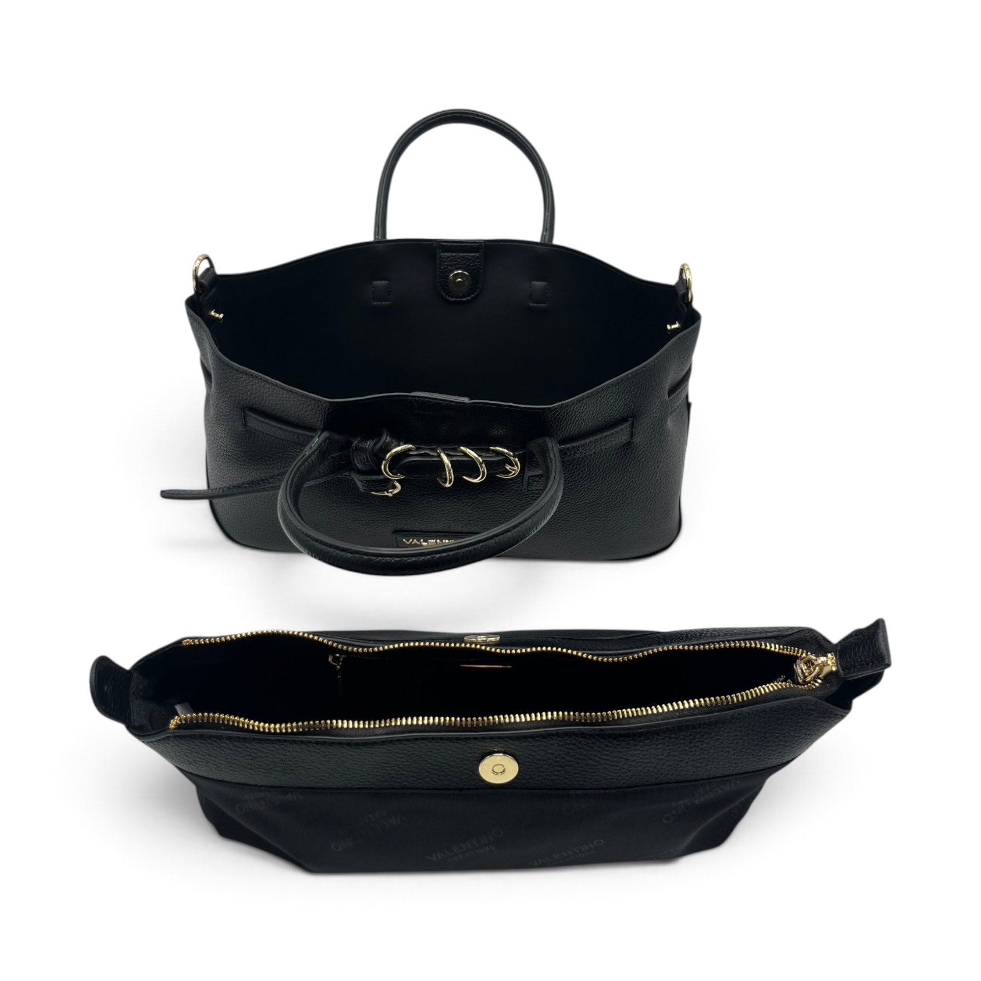 Geantă damă Valentino Creations – tote neagră, 40 × 18 × 12 cm