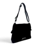 Geantă damă Velina Fabbiano VF25S-555 Negru – mix piele naturală întoarsă și PU, 25 × 30 × 10 cm
