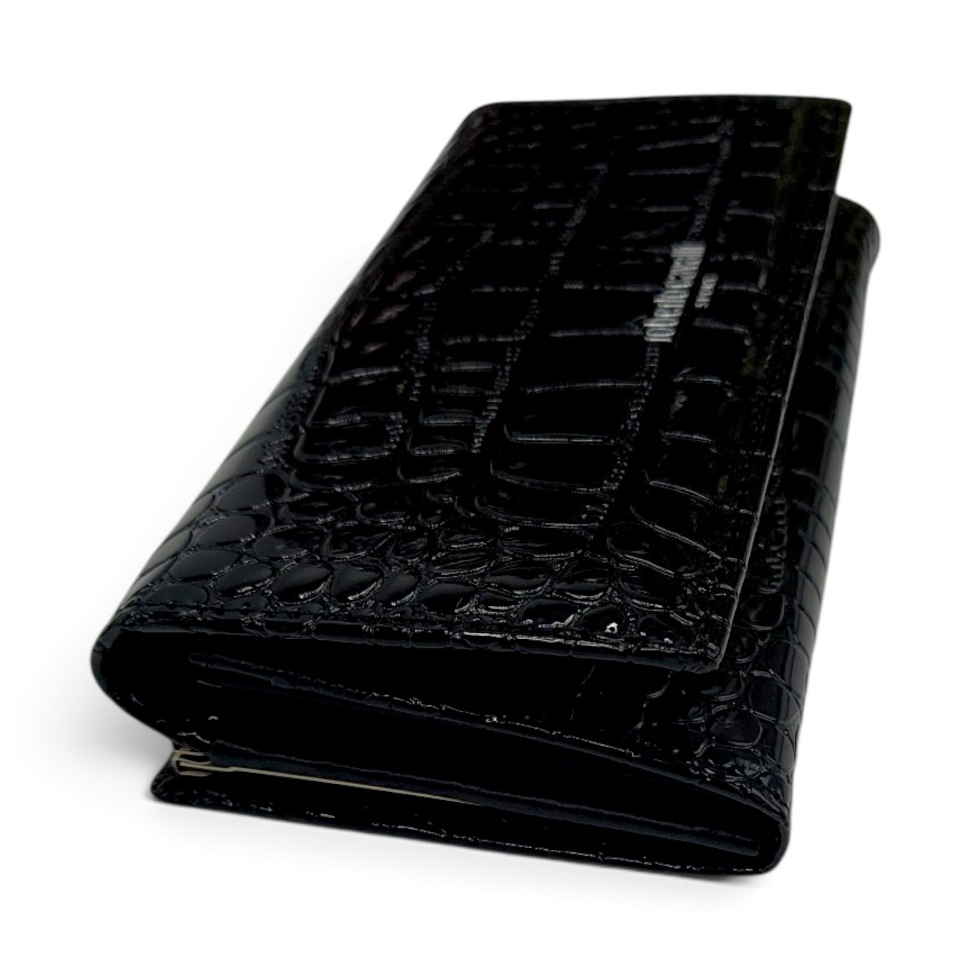 Portofel Damă Roberto Cavalli Sport RCOO6 Negru – Mix Piele și PU, Finisaj Texturat, 18,5 × 9 × 3 cm