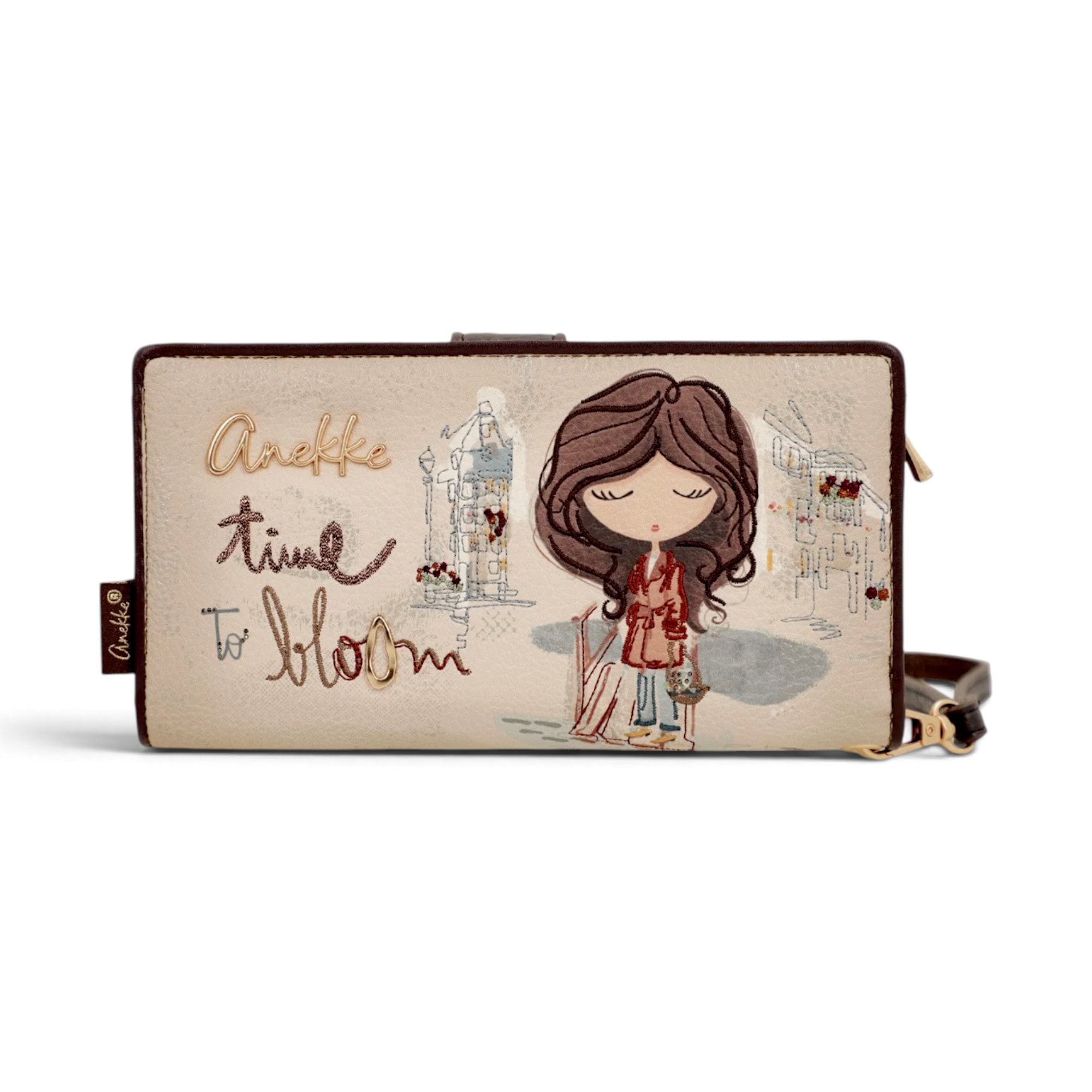Portofel damă Anekke Tulip 43709-901 – model rigid mare cu protecție RFID și mâner, 19 × 10 × 4 cm