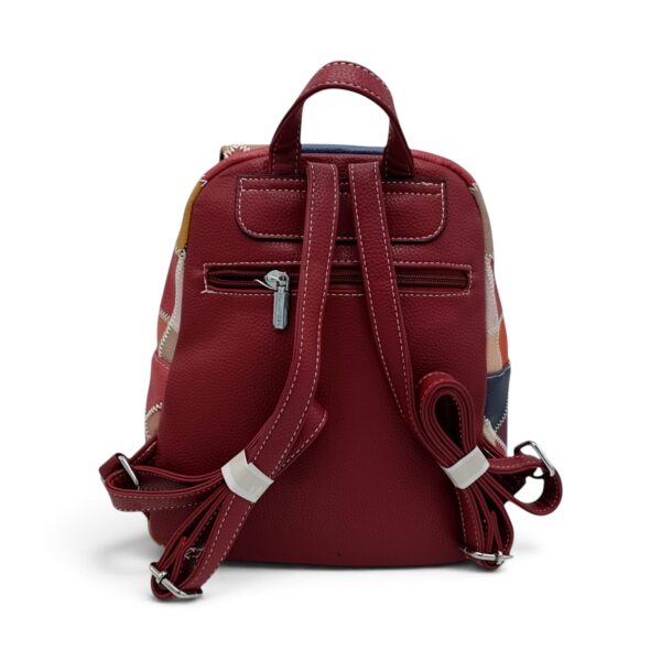 Rucsac damă Silvia Rosa SR-6098 în culoare bordo cu detalii colorate.