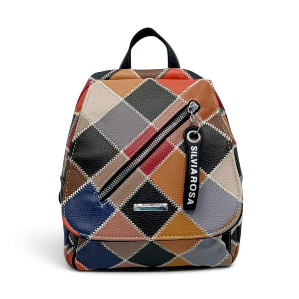 Rucsac damă cu model patchwork în culori variate, EVoStyle.