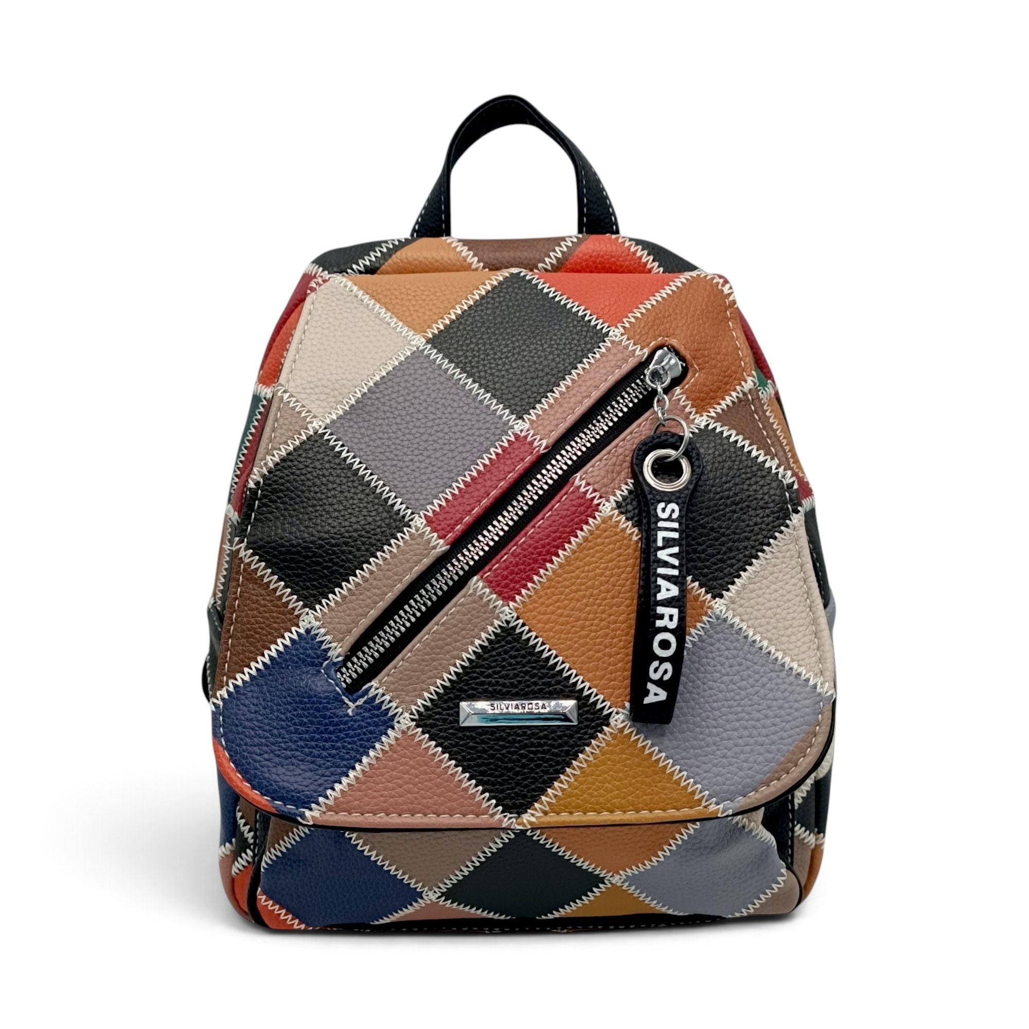 Rucsac damă cu model patchwork în culori variate, EVoStyle.