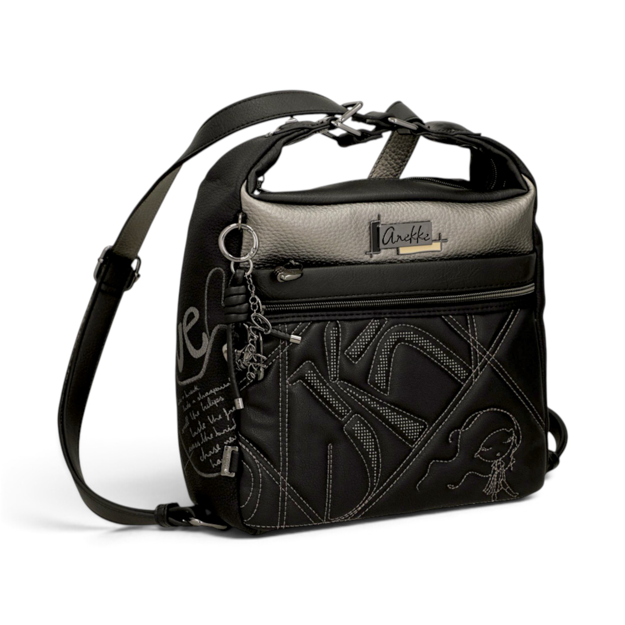 Rucsac damă convertibil Anekke Orchestra Iron 43755-306 - geantă de umăr și rucsac, 28 × 26 × 12 cm