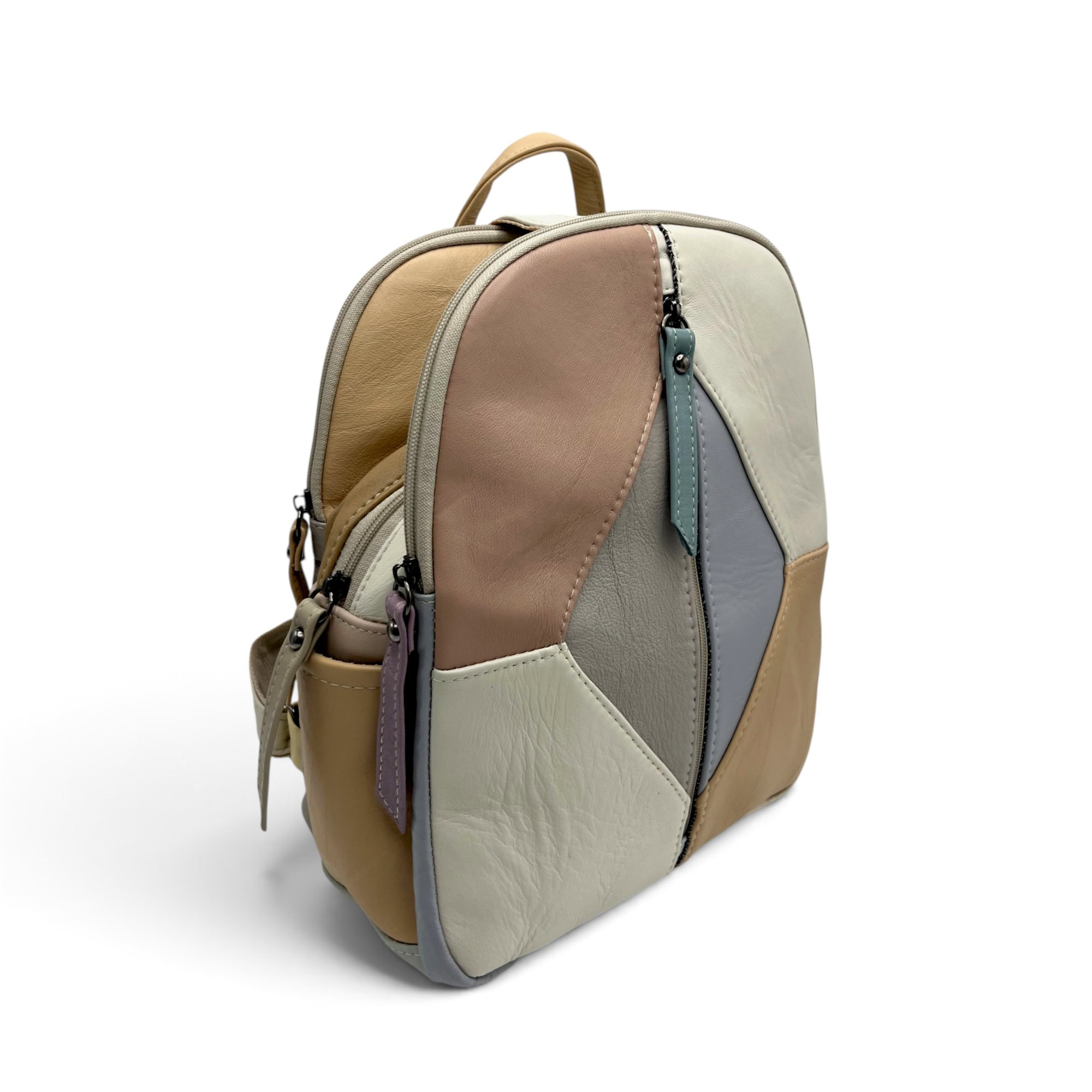 Rucsac damă din piele naturală Dolce Sorbet 21121-011 – multicolor, model unicat, 35 × 25 × 12 cm