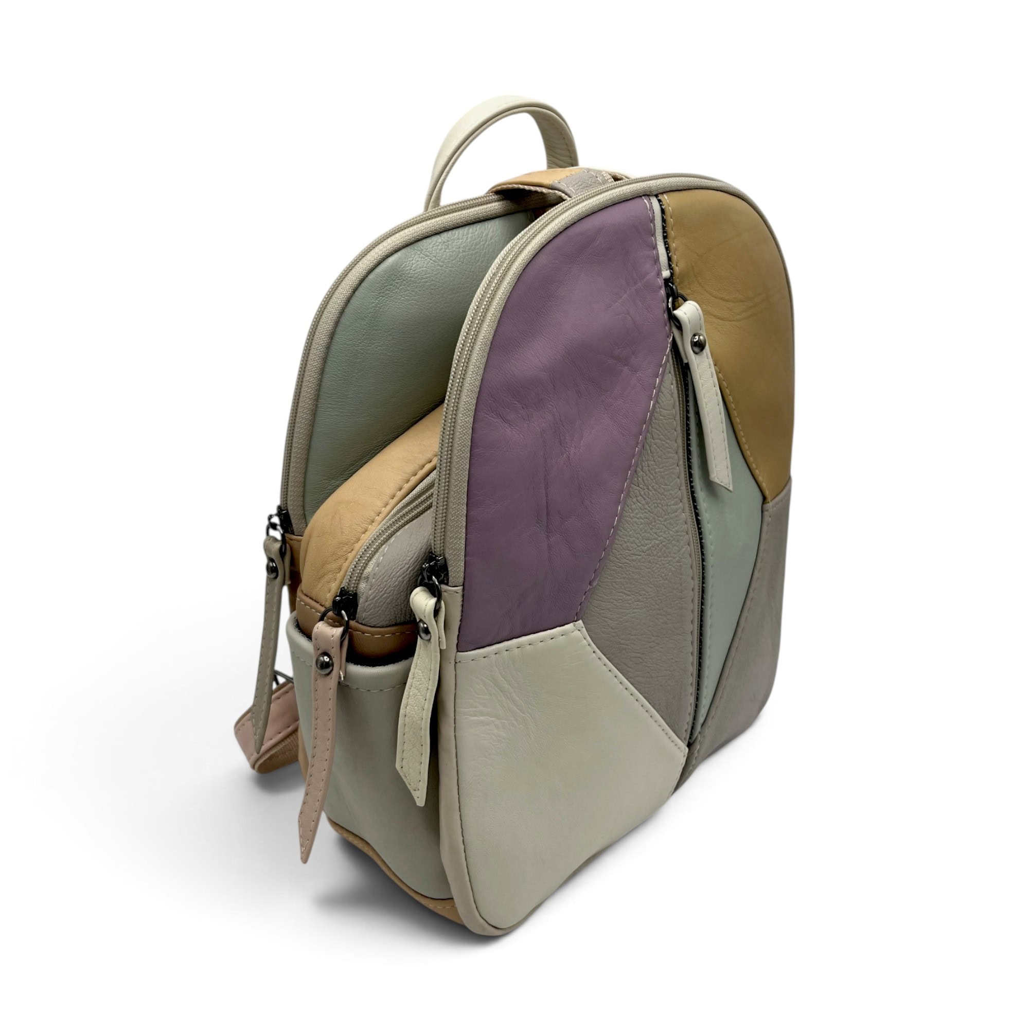 Rucsac damă din piele naturală Dolce Sorbet 21121-012 – multicolor, model unicat, 35 × 25 × 12 cm