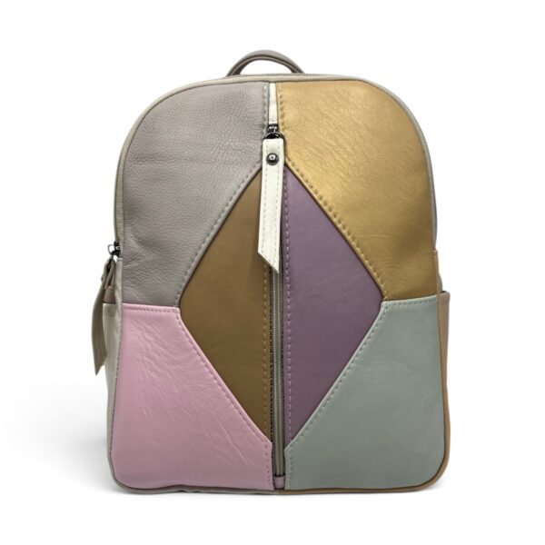 Rucsac damă din piele naturală Dolce Sorbet 21121-014 – multicolor, model unicat, 35 × 25 × 12 cm