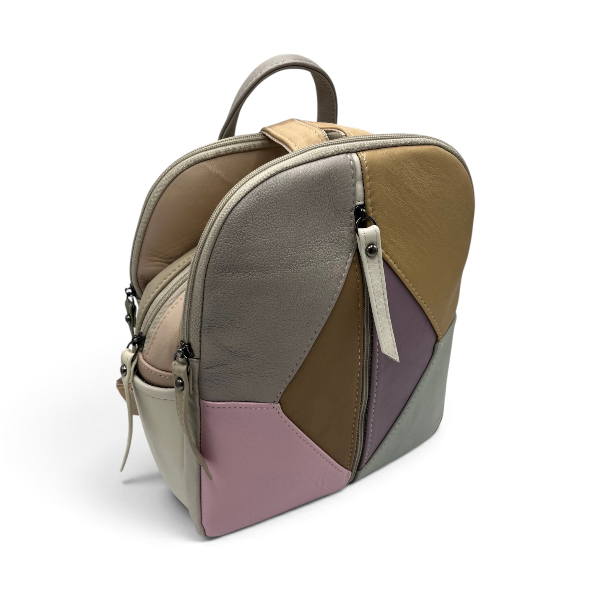 Rucsac damă din piele naturală Dolce Sorbet 21121-014 – multicolor, model unicat, 35 × 25 × 12 cm