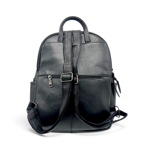Rucsac damă din piele naturală Dolce Sorbet 21121-015 – negru cu inserție decorativă, 35 × 25 × 12 cm