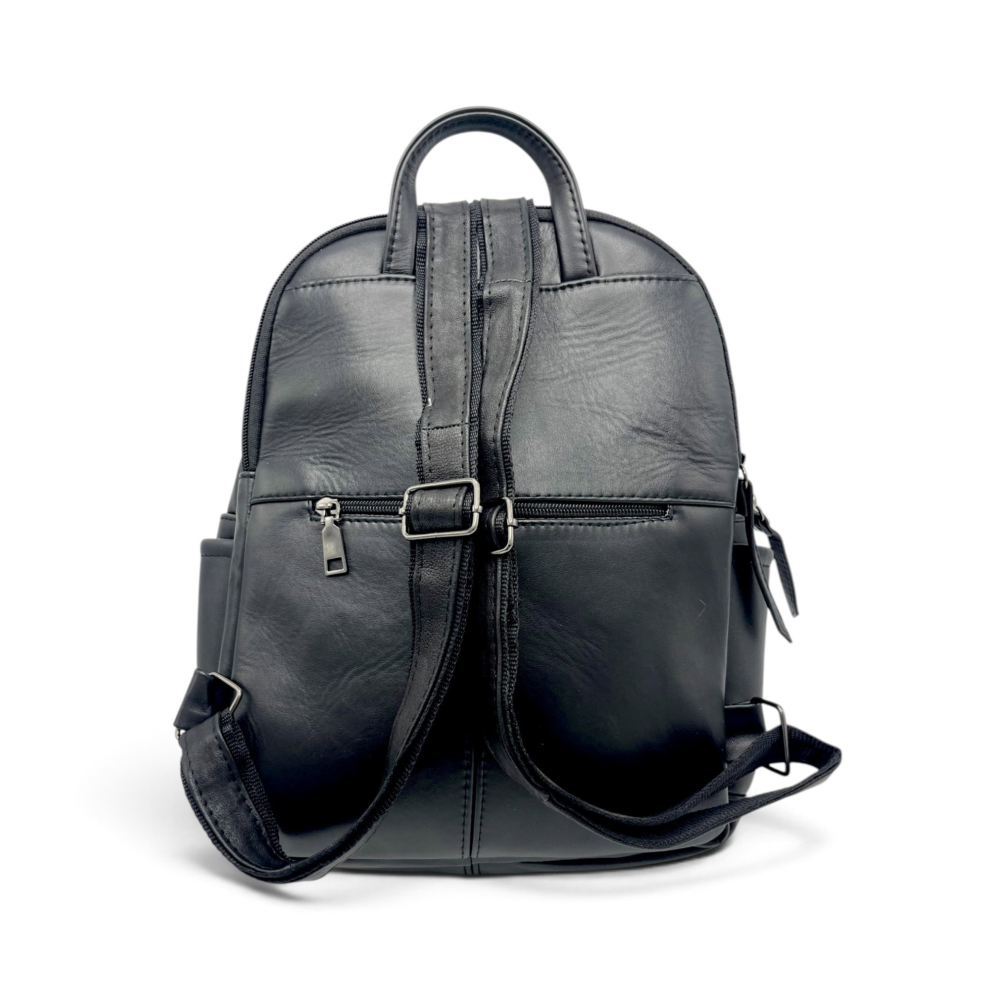 Rucsac damă din piele naturală Dolce Sorbet 21121-015 – negru cu inserție decorativă, 35 × 25 × 12 cm