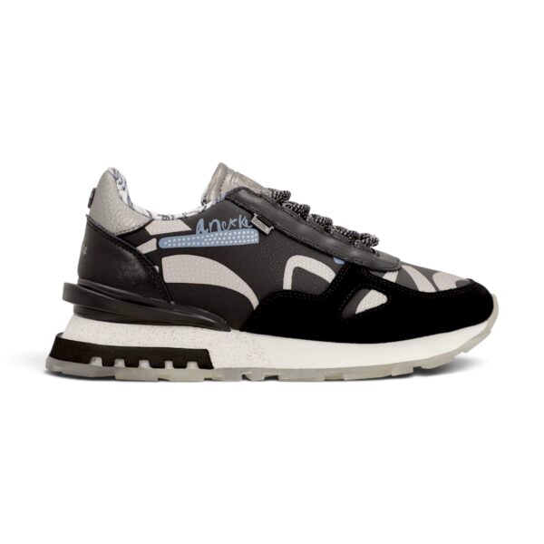 Sneakers damă Anekke Tulip Lisboa 433 Black – model cu print, negru și gri