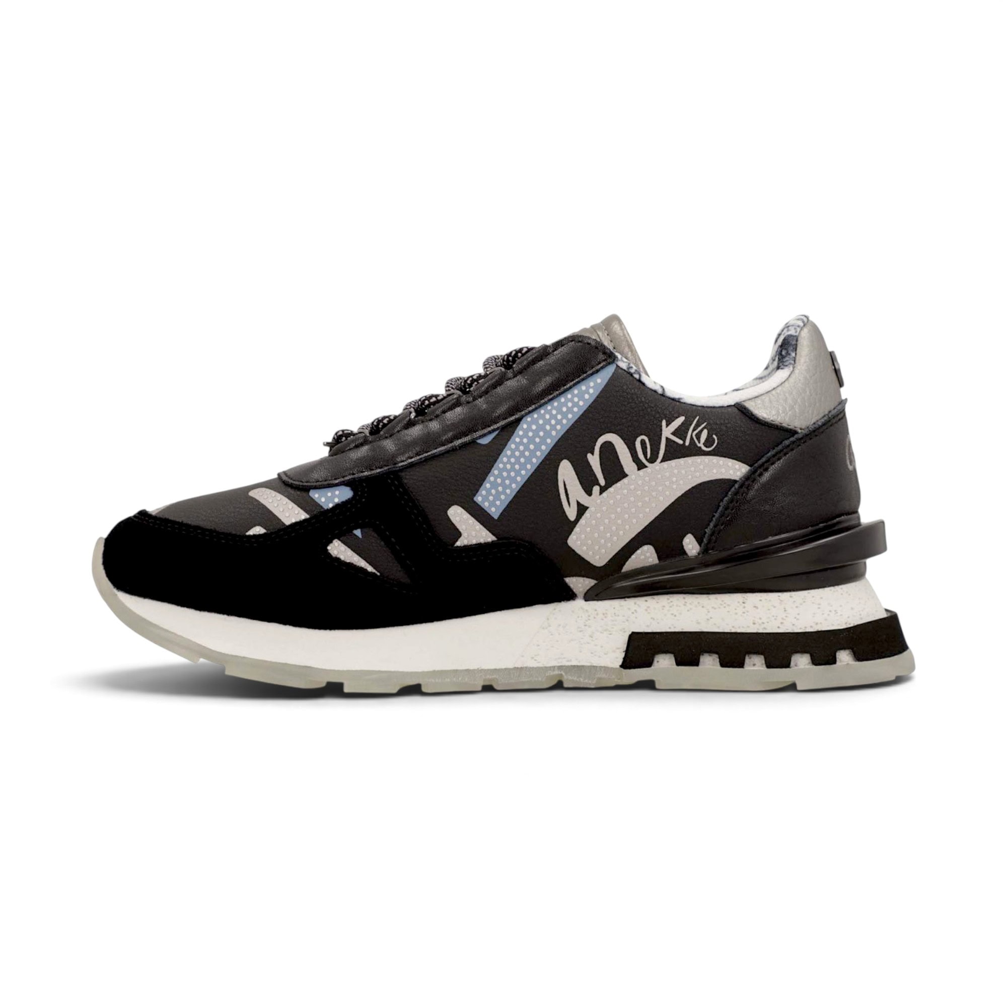 Sneakers damă Anekke Tulip Lisboa 433 Black – model cu print, negru și gri