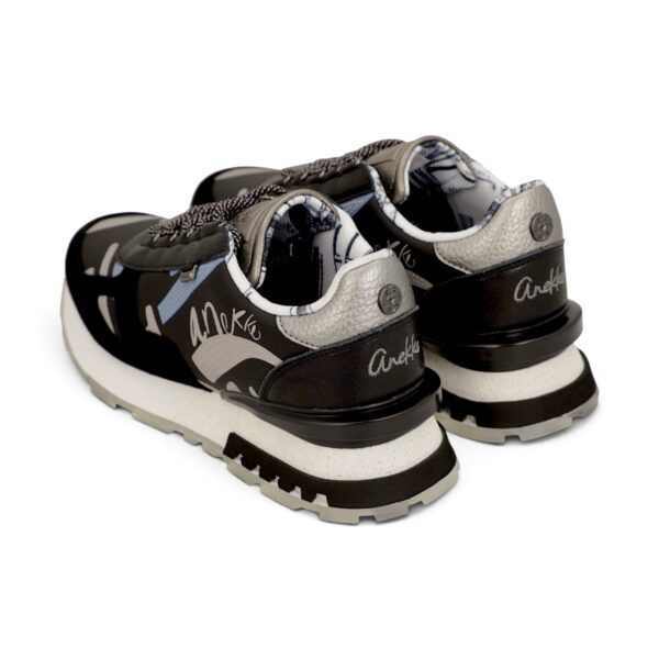 Sneakers damă Anekke Tulip Lisboa 433 Black – model cu print, negru și gri