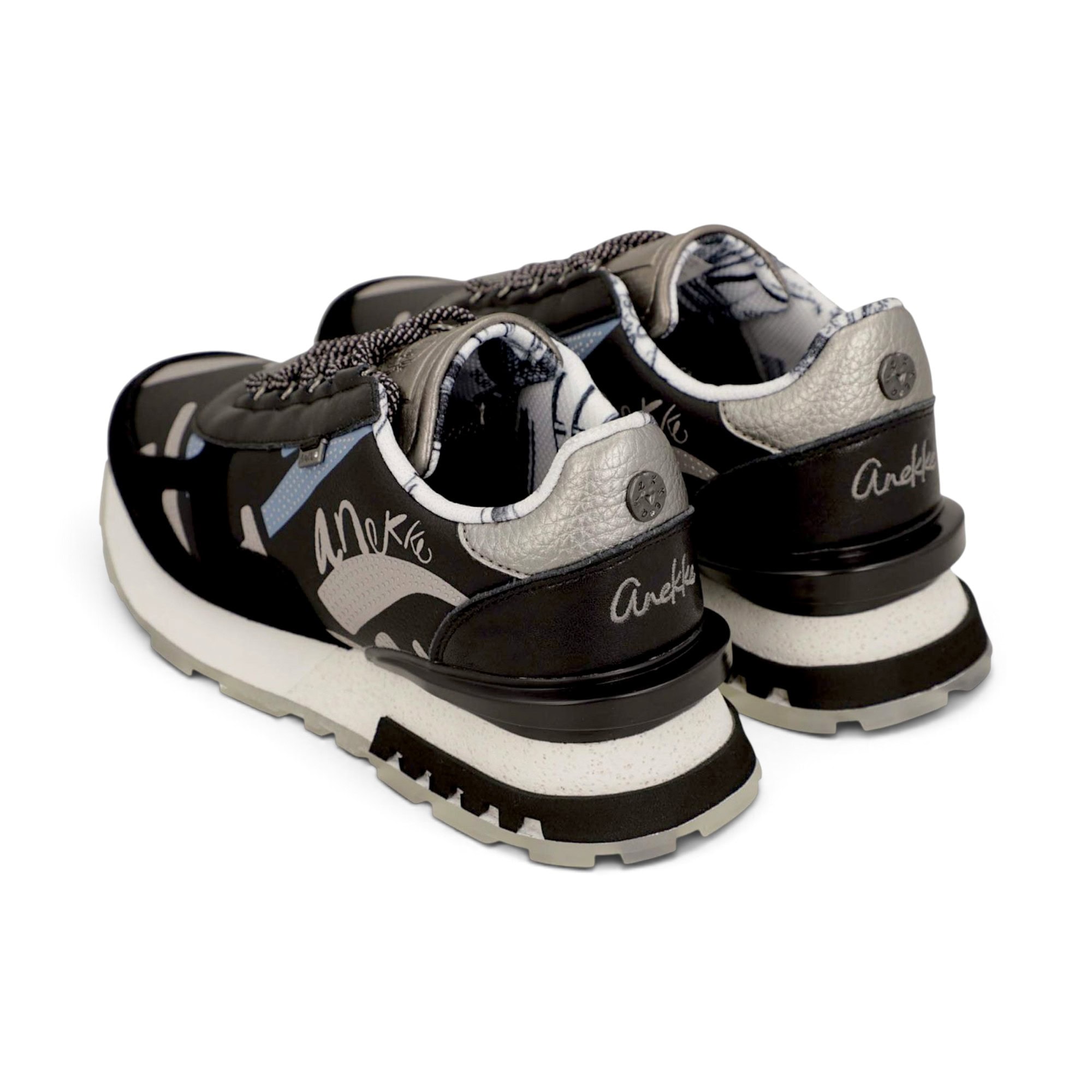 Sneakers damă Anekke Tulip Lisboa 433 Black – model cu print, negru și gri