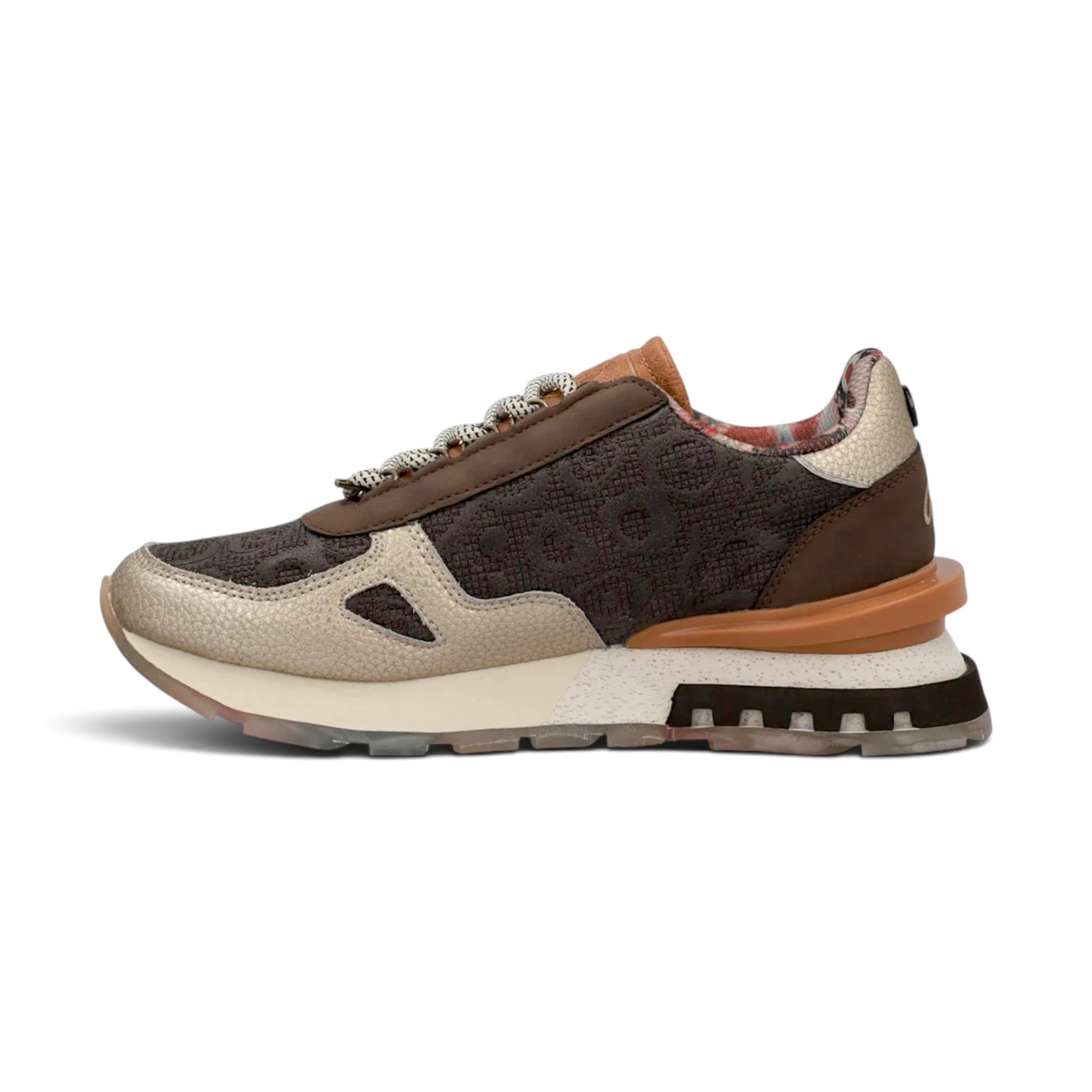Sneakers damă Anekke Tulip Lisboa 433 Brown – model cu print, maro și bej