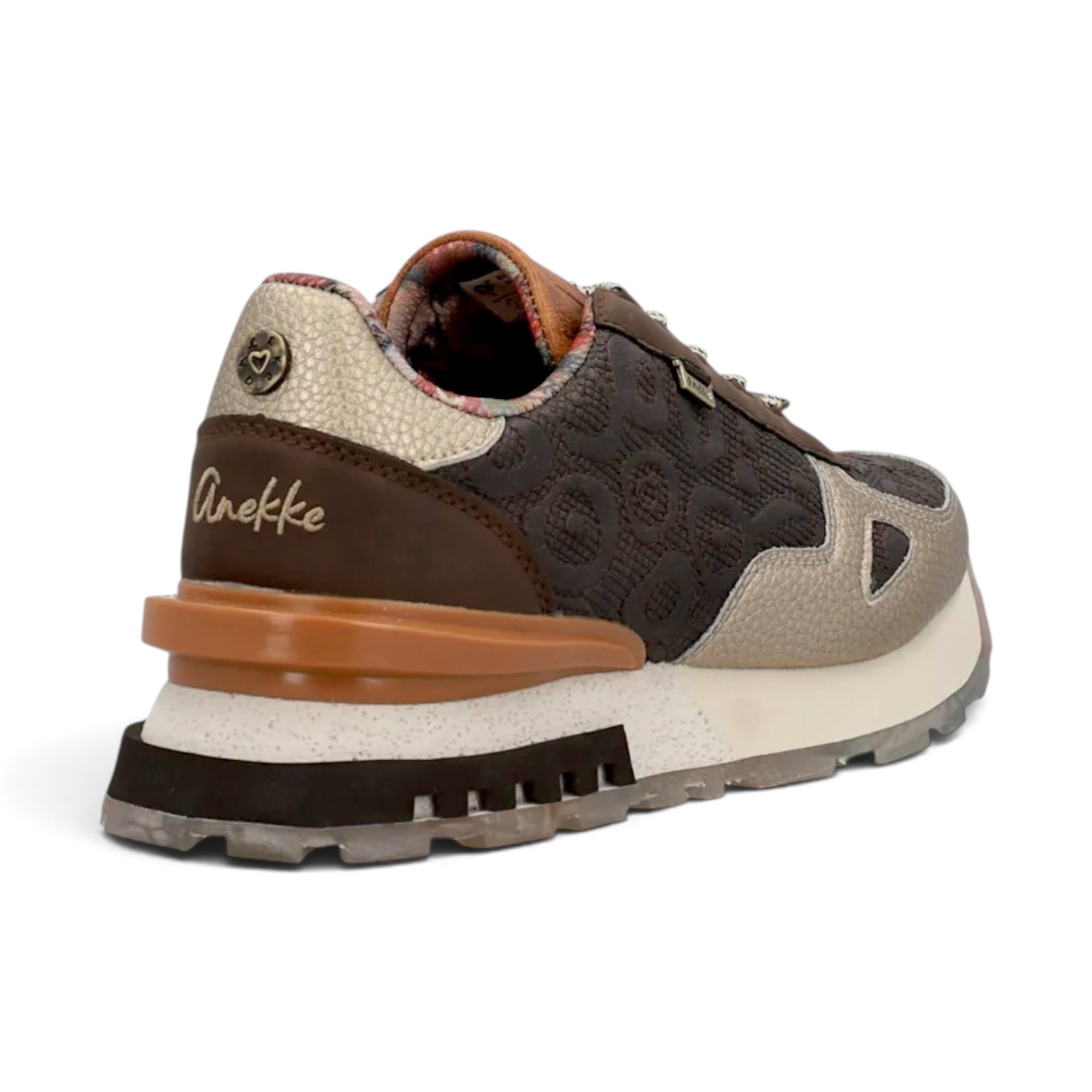 Sneakers damă Anekke Tulip Lisboa 433 Brown – model cu print, maro și bej