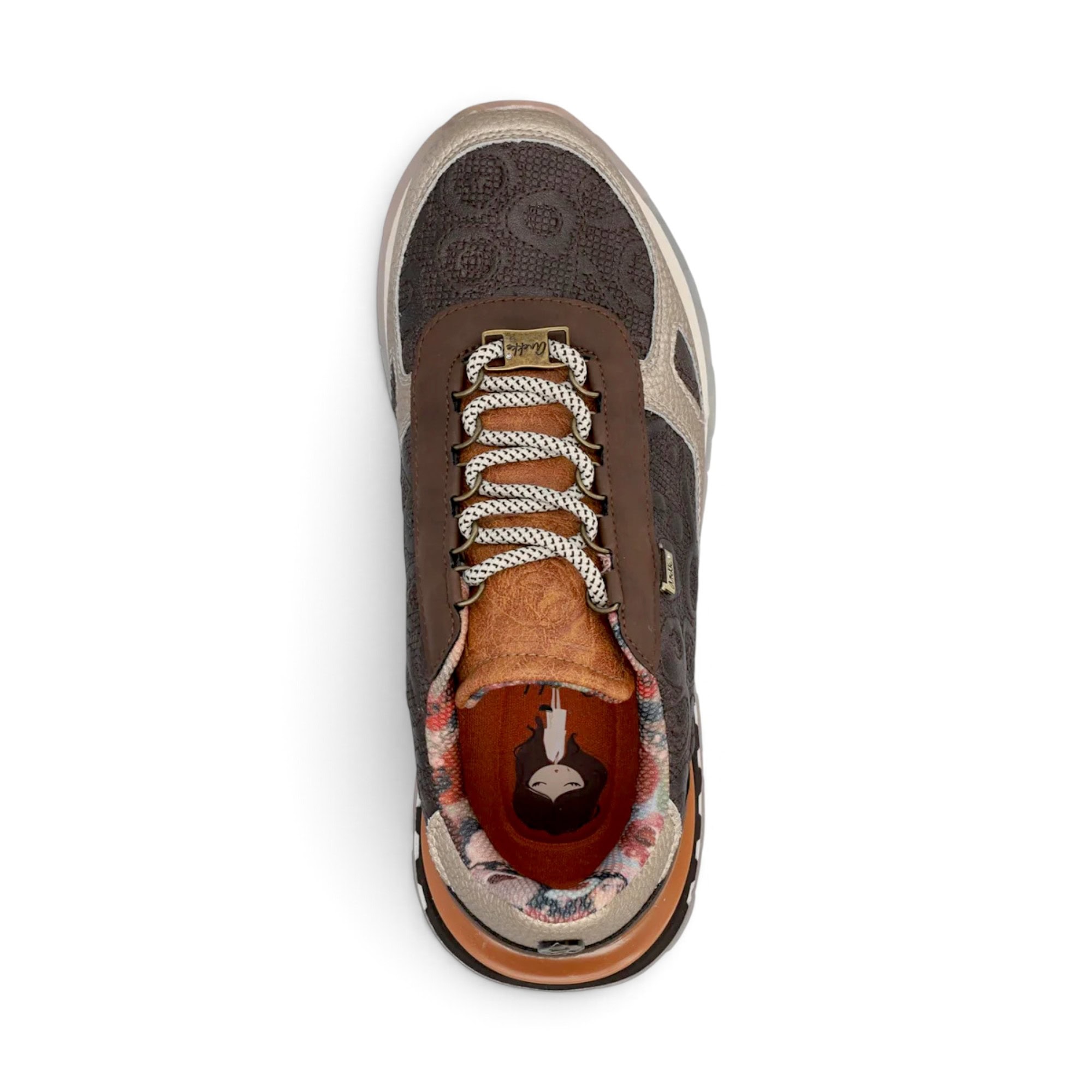 Sneakers damă Anekke Tulip Lisboa 433 Brown – model cu print, maro și bej