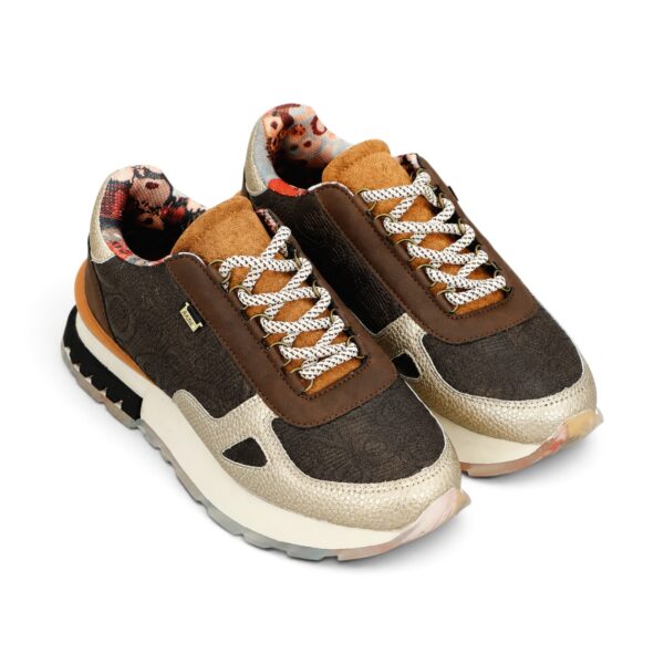 Sneakers damă Anekke Tulip Lisboa 433 Brown – model cu print, maro și bej