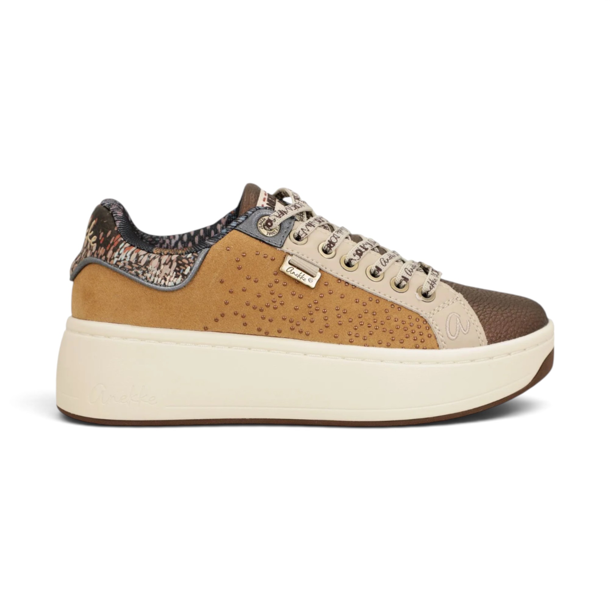 Sneakers damă Anekke – camel, piele, talpă platformă