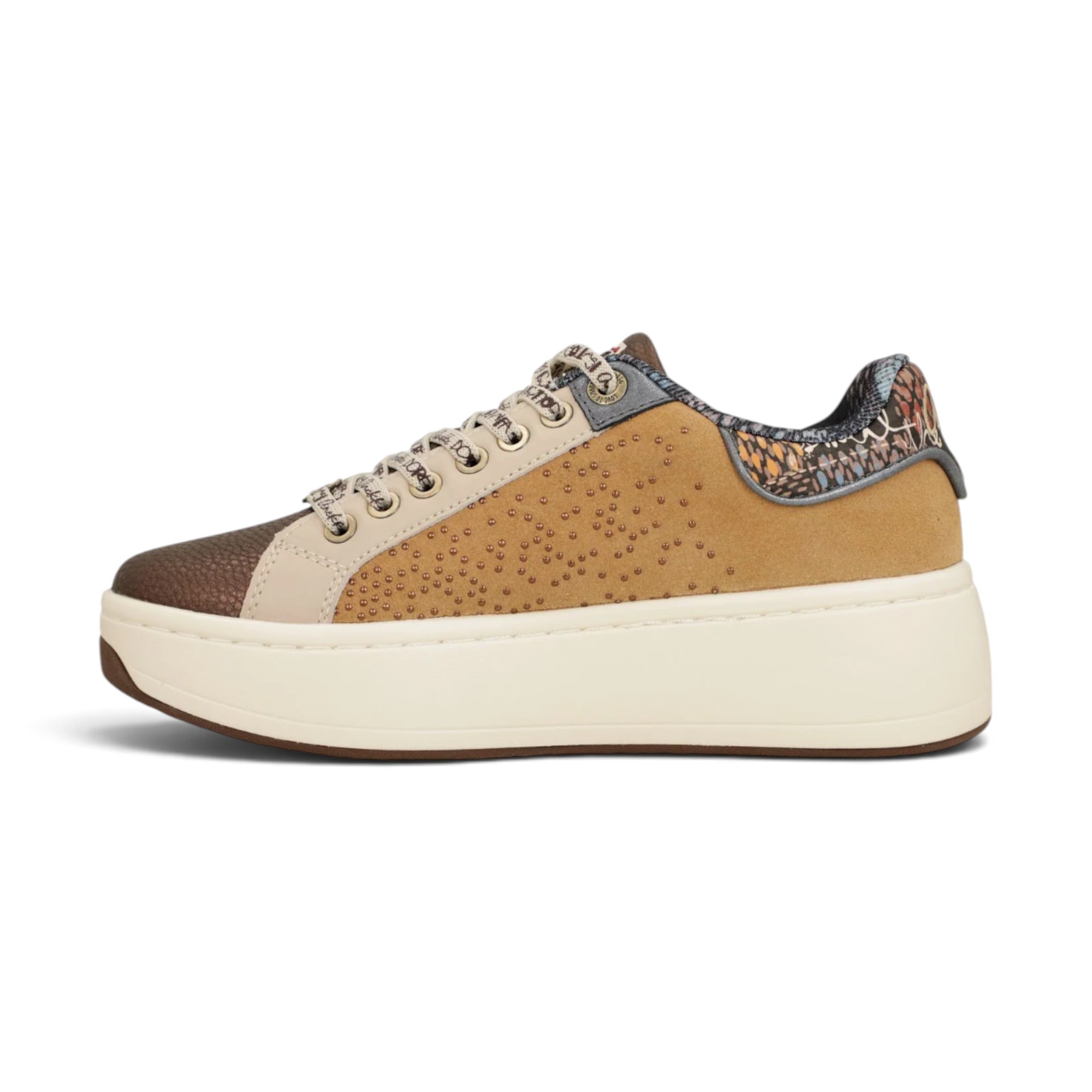 Sneakers damă Anekke – camel, piele, talpă platformă