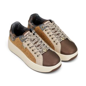 Sneakers damă Anekke – camel, piele, talpă platformă