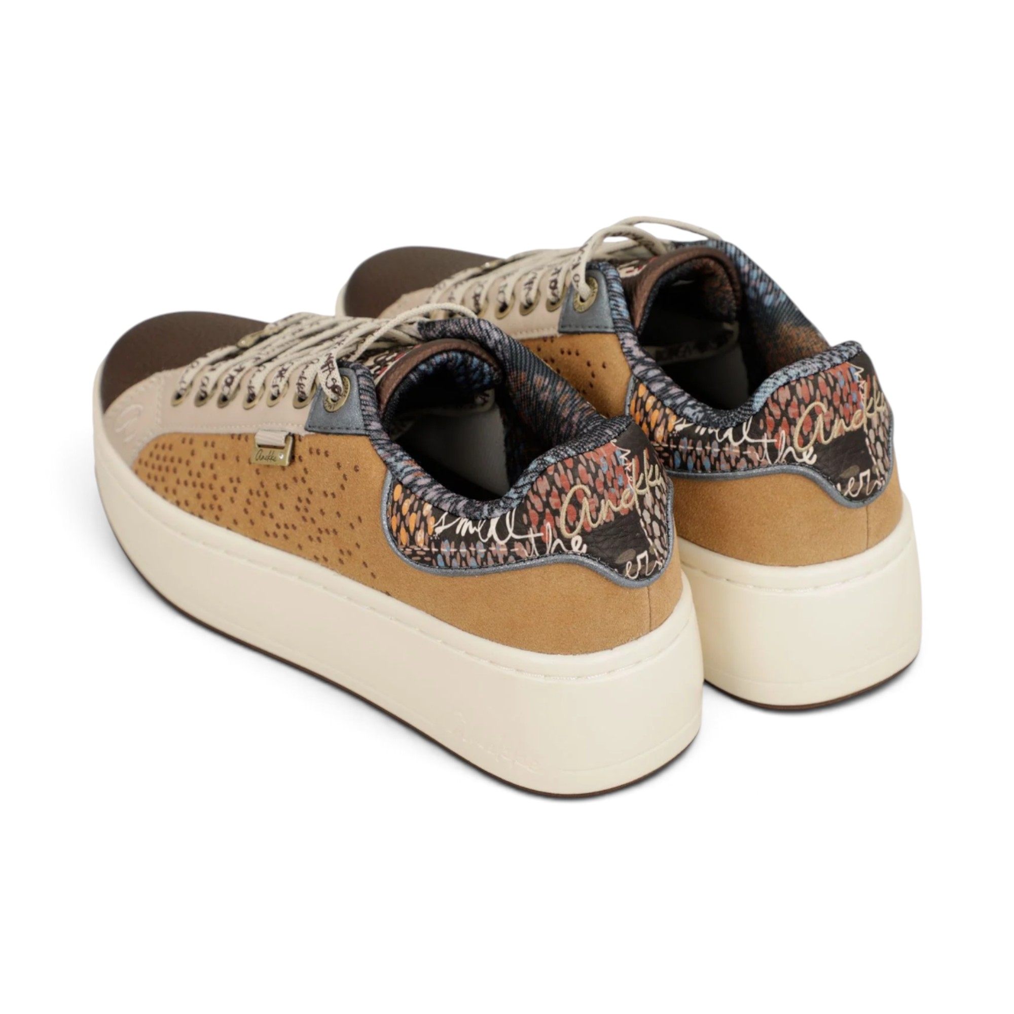 Sneakers damă Anekke – camel, piele, talpă platformă