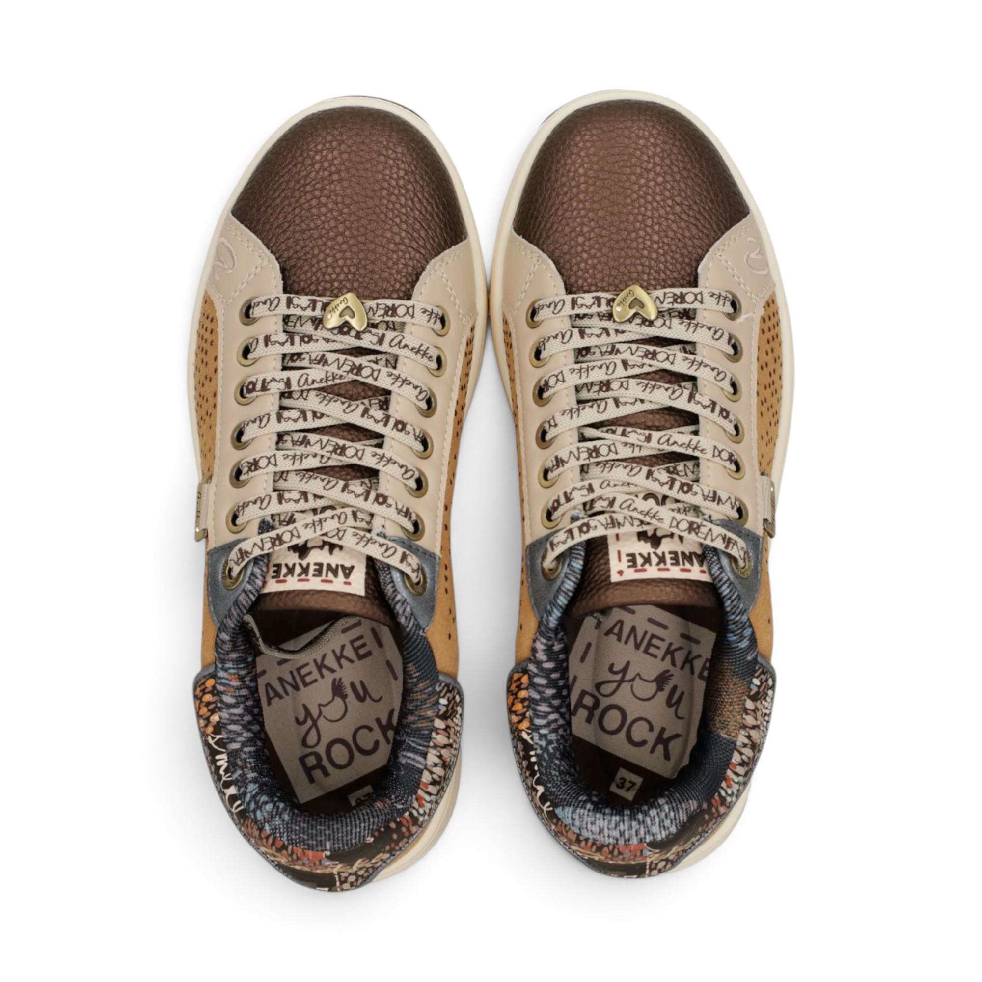 Sneakers damă Anekke – camel, piele, talpă platformă