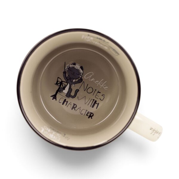 Cană Anekke Orchestra 43485-103 din porțelan, 360 ml, cu design cu pisică și citat.