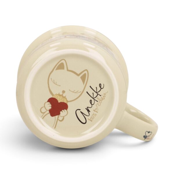 Cană Anekke Tulip 43475-101 din porțelan, 360 ml, design cu pisică și inimă.