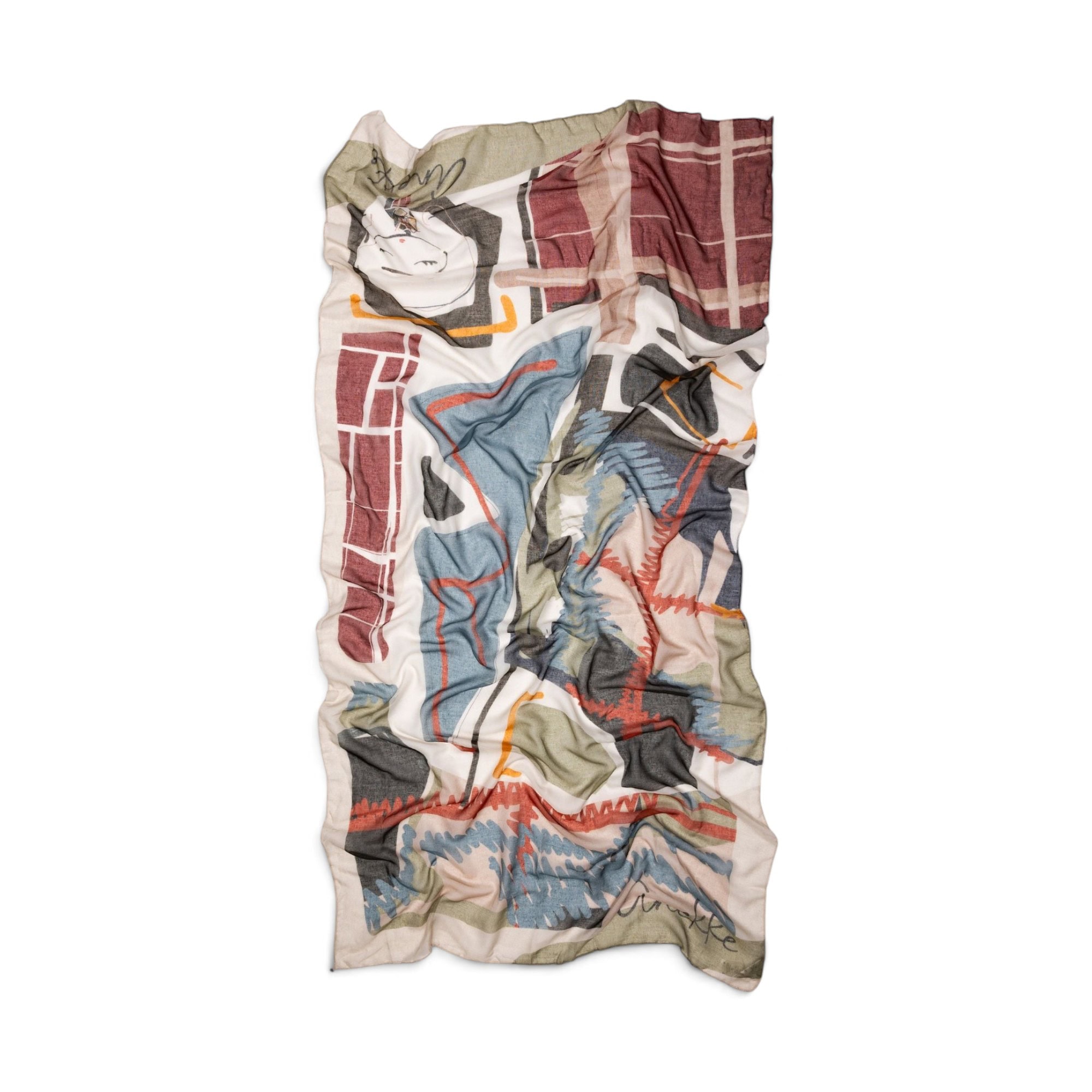 Eșarfă damă Anekke 43470-014 – imprimeu artistic multicolor, 186 × 90 cm