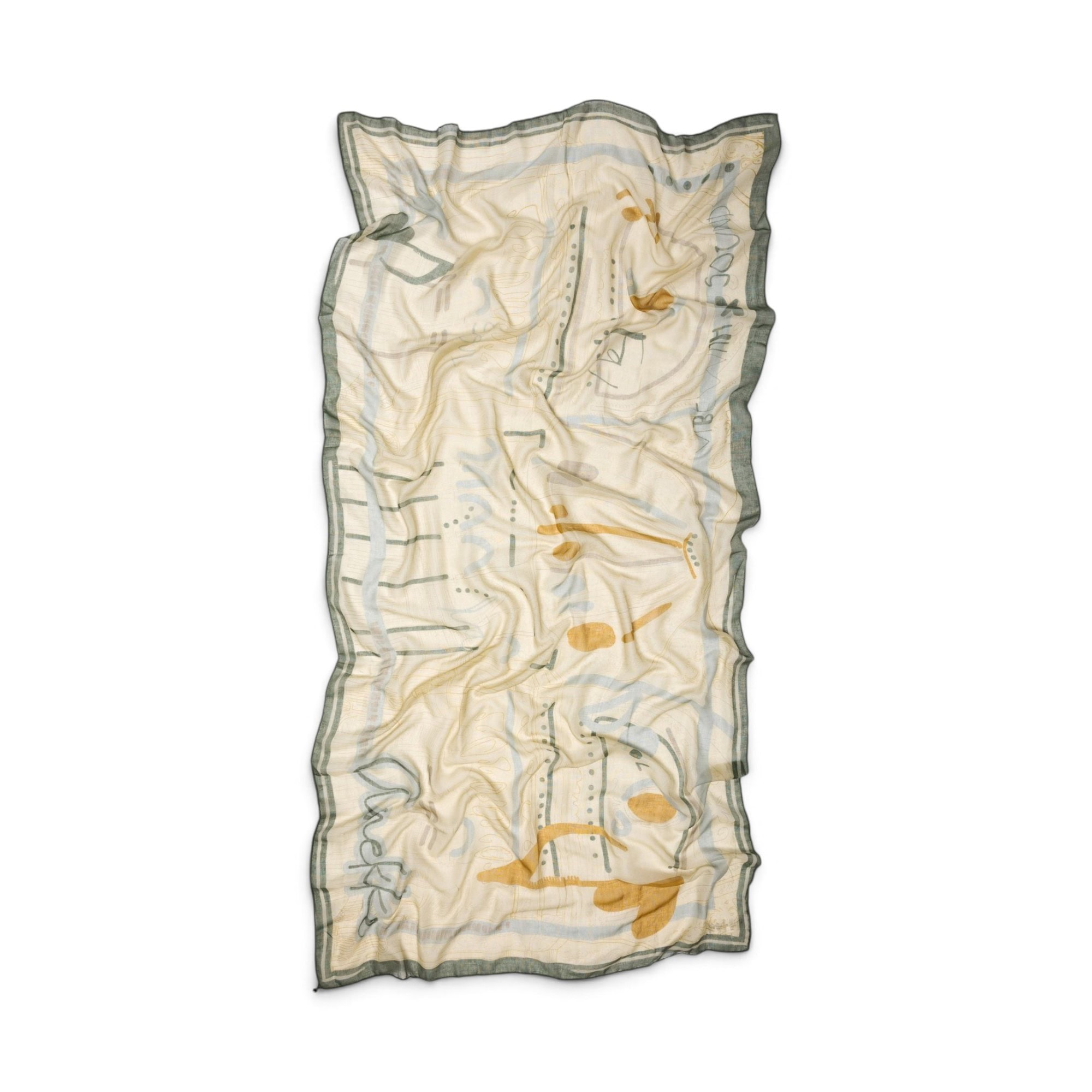 Eșarfă damă Anekke Melody 43480-016 verde – imprimeu artistic, 186 × 90 cm
