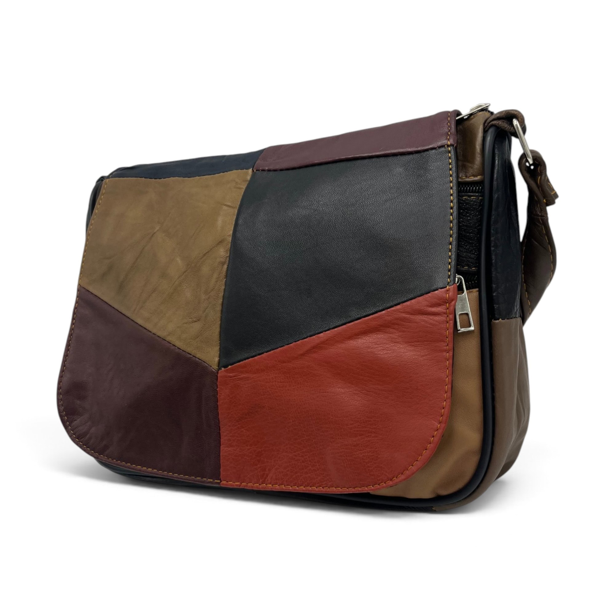 Geantă Damă Lucia R45-89 Multicolor – Piele Naturală Patchwork, 27×21×8 cm - Thumbnail Image 2