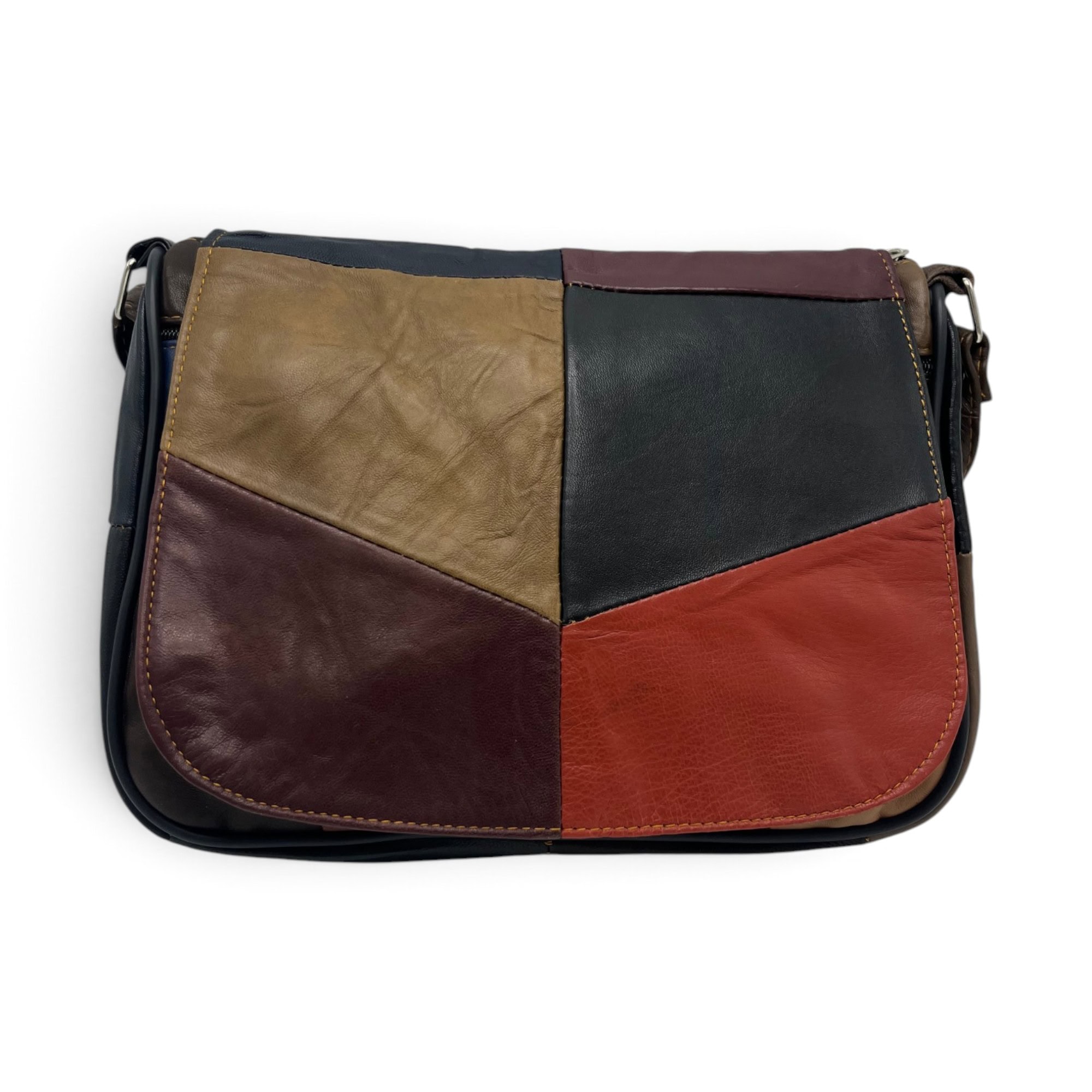 Geantă Damă Lucia R45-89 Multicolor – Piele Naturală Patchwork, 27×21×8 cm - Thumbnail Image 3