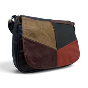 Geantă Damă Lucia R45-89 Multicolor – Piele Naturală Patchwork, 27×21×8 cm