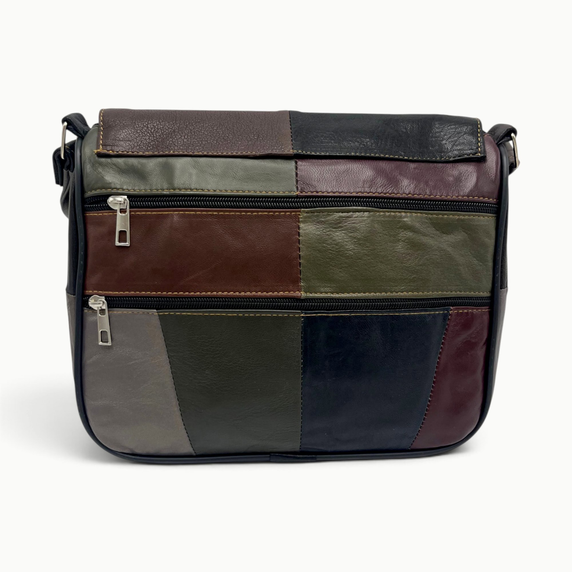 Geantă Damă Unicat Lucia R45-88 Multicolor – Piele Naturală Patchwork, 27×21x8 cm - Thumbnail Image 3