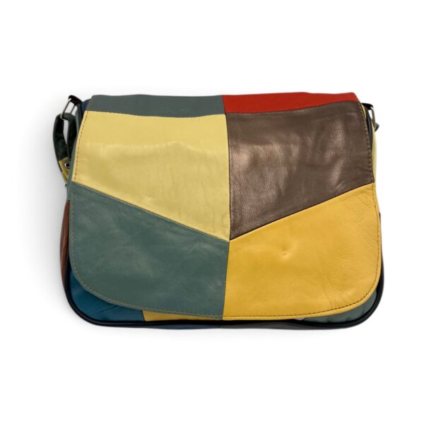 Geantă Damă Unicat Lucia R45-C84 – Piele Naturală Patchwork Multicolor - imagine 2