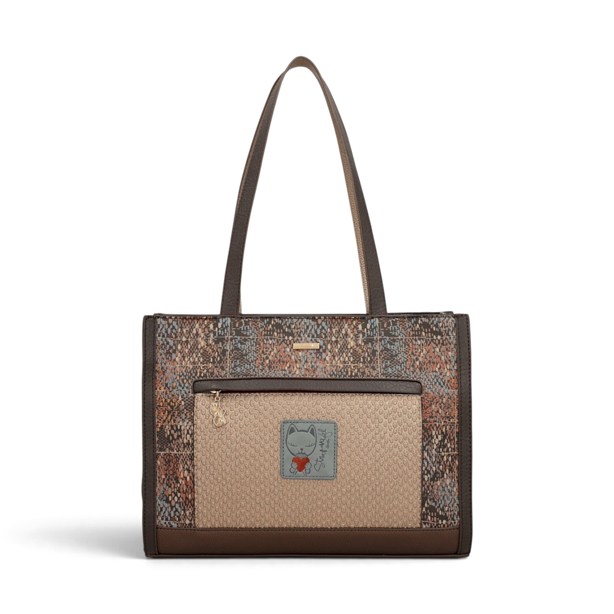 Geantă de umăr Anekke Tulip cu design floral și buzunar frontal.