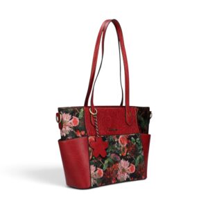 Geantă damă Laura Vita AMEP 07 Rouge – imprimeu floral, geantă de mână și umăr, 33 × 25 × 11 cm