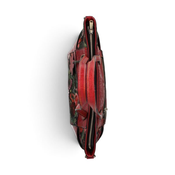 Geantă damă Laura Vita AMEP 07 Rouge – imprimeu floral, geantă de mână și umăr, 33 × 25 × 11 cm