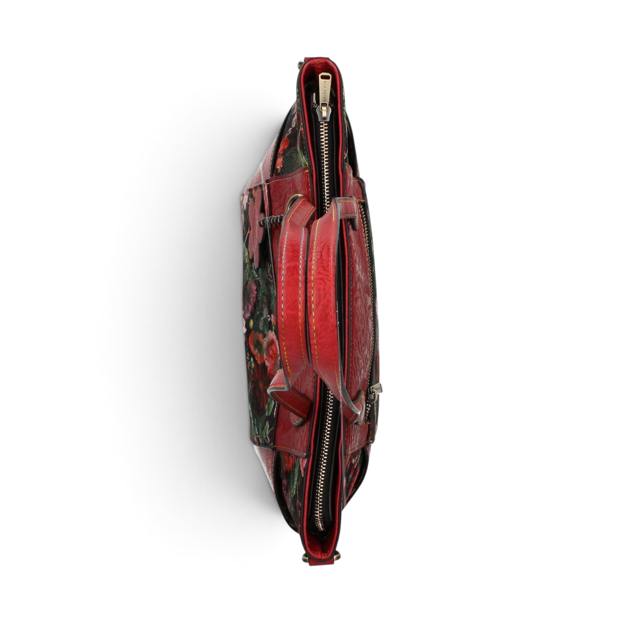 Geantă damă Laura Vita AMEP 07 Rouge – imprimeu floral, geantă de mână și umăr, 33 × 25 × 11 cm