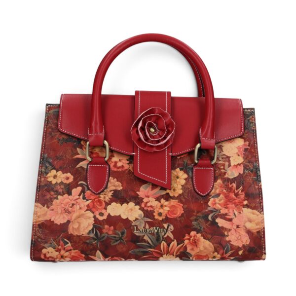 Geantă damă Laura Vita ANDARTA 10 Rouge – imprimeu floral, geantă de mână și umăr, 29 × 23 × 15 cm