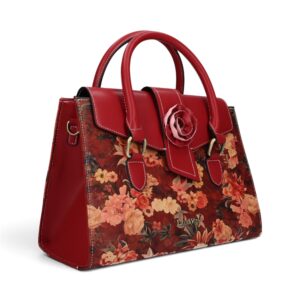 Geantă damă Laura Vita ANDARTA 10 Rouge – imprimeu floral, geantă de mână și umăr, 29 × 23 × 15 cm