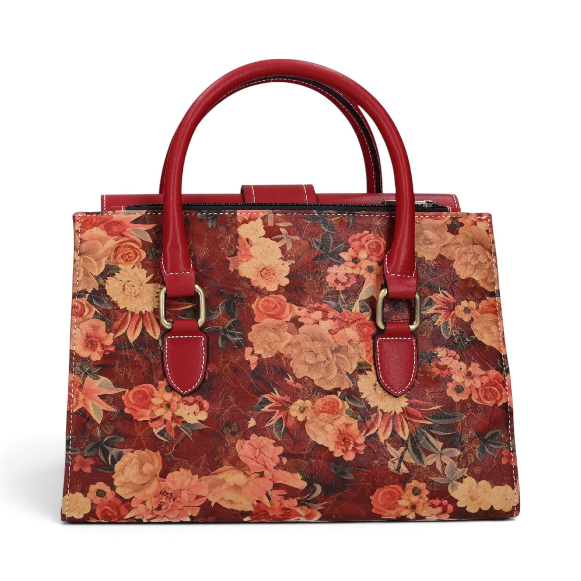 Geantă damă Laura Vita ANDARTA 10 Rouge – imprimeu floral, geantă de mână și umăr, 29 × 23 × 15 cm